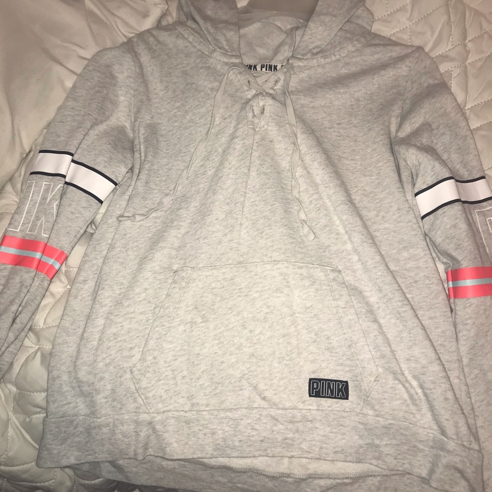 PINK Lace Up Hoodie